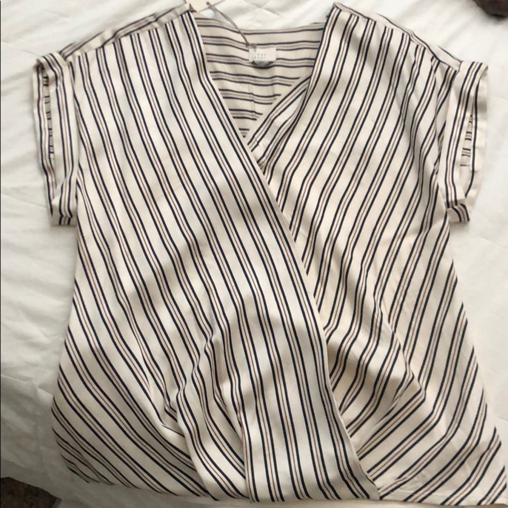 Size small short sleeve blue and red pinstripe top